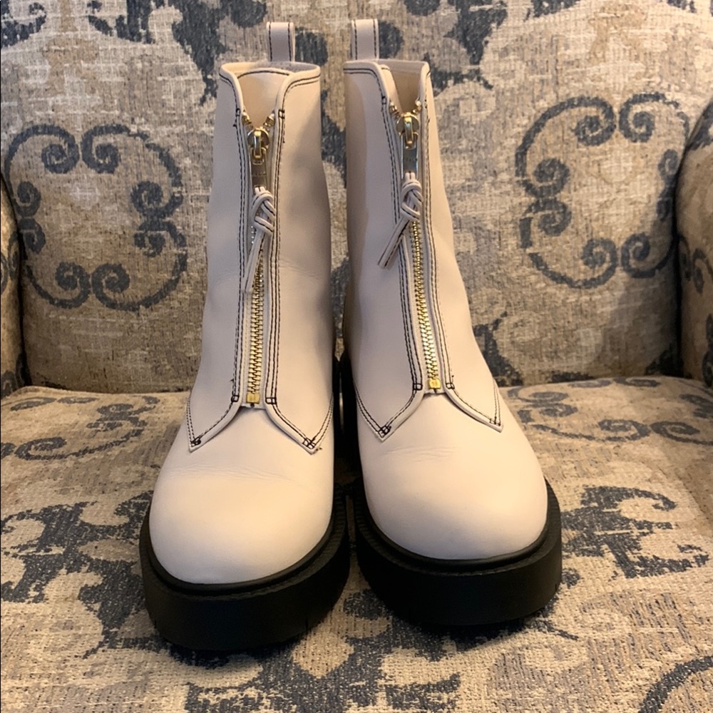 Coach Cream and Black Ankle Booties with Leather Finish